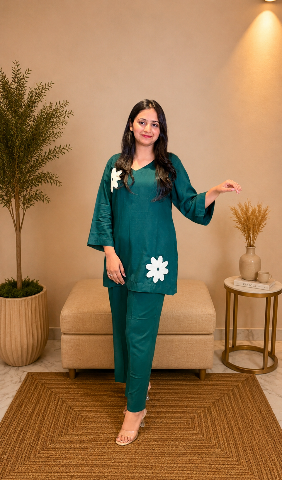 Bottle Green Daisy Co-ord Set