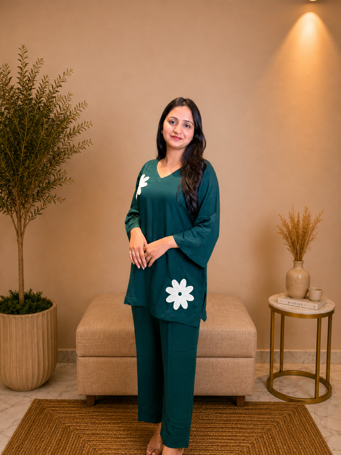 Bottle Green Daisy Co-ord Set