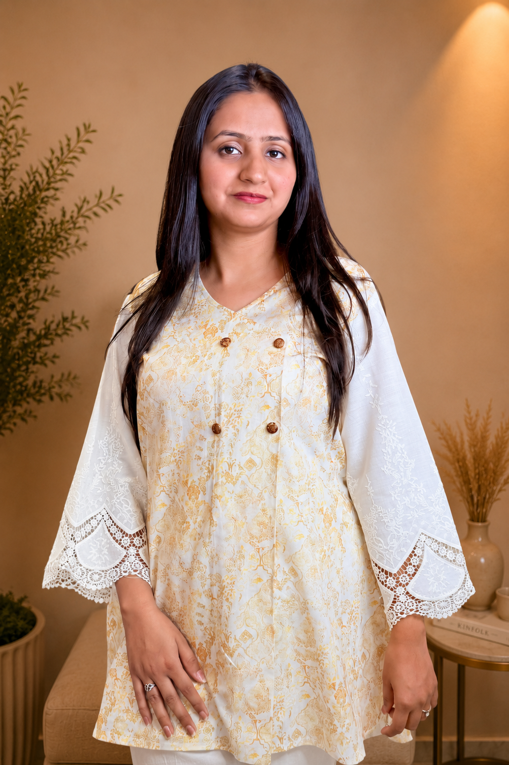 Elegant Ivory Printed Cotton Co-ord Set