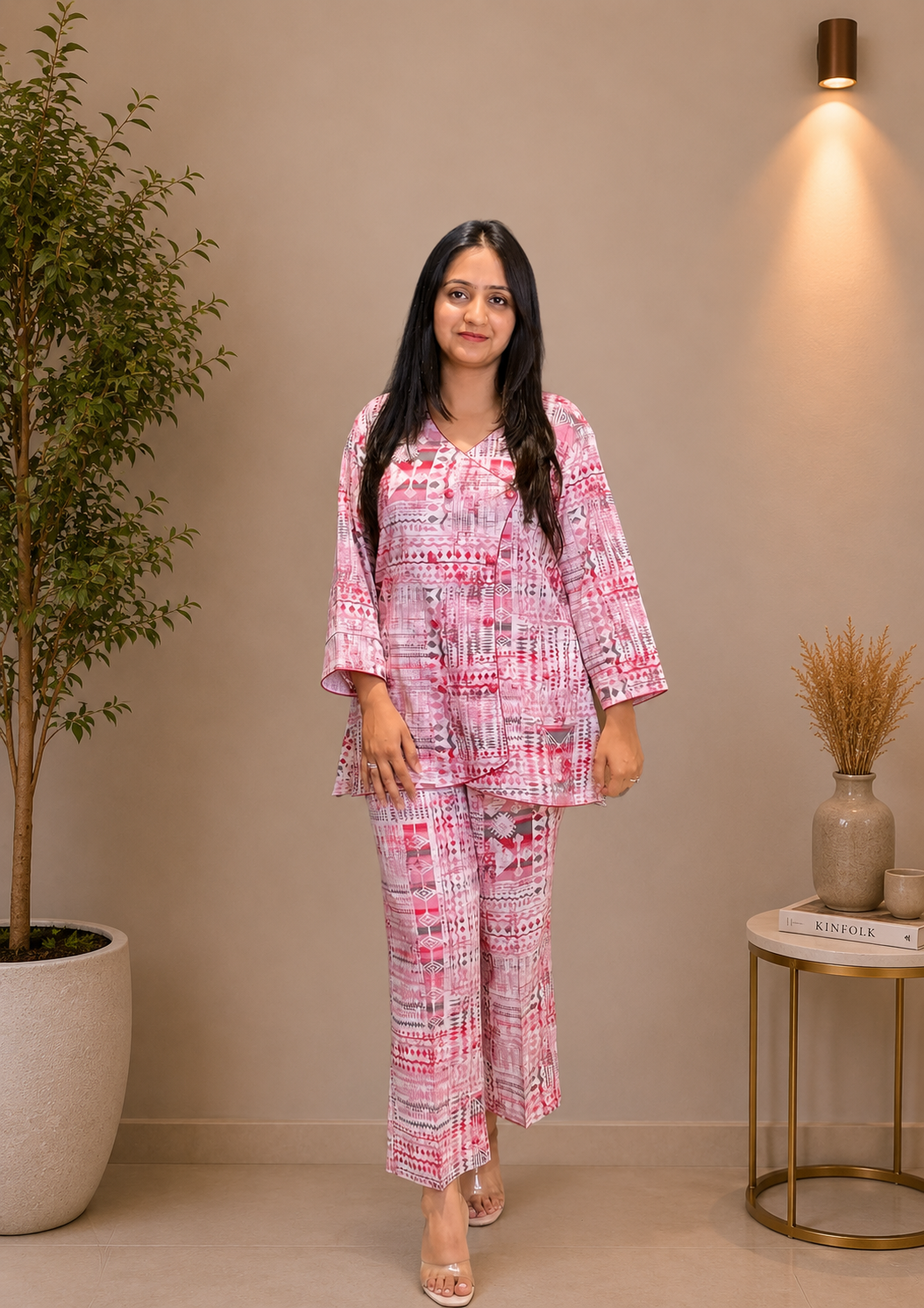 Pink Printed Cotton Co-ord Set