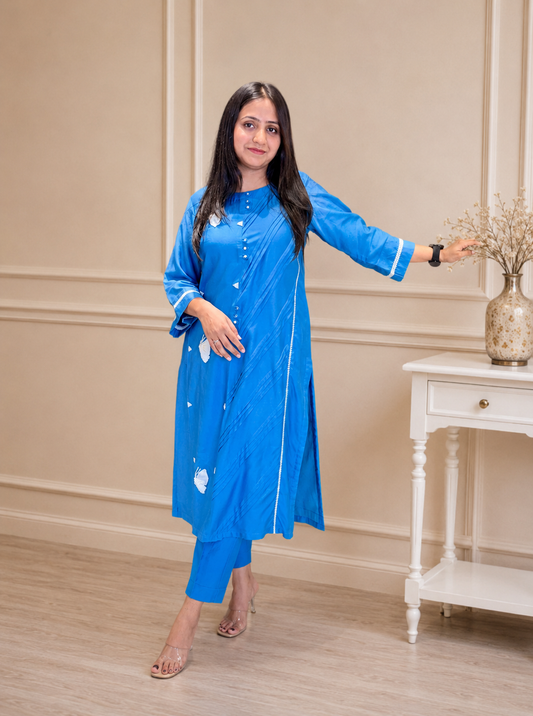 Suique muslin pleted and hand embroidery kurta set