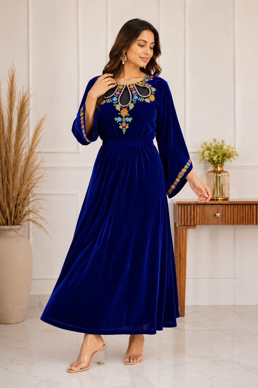 Suique Royal Blue Velvet Dress