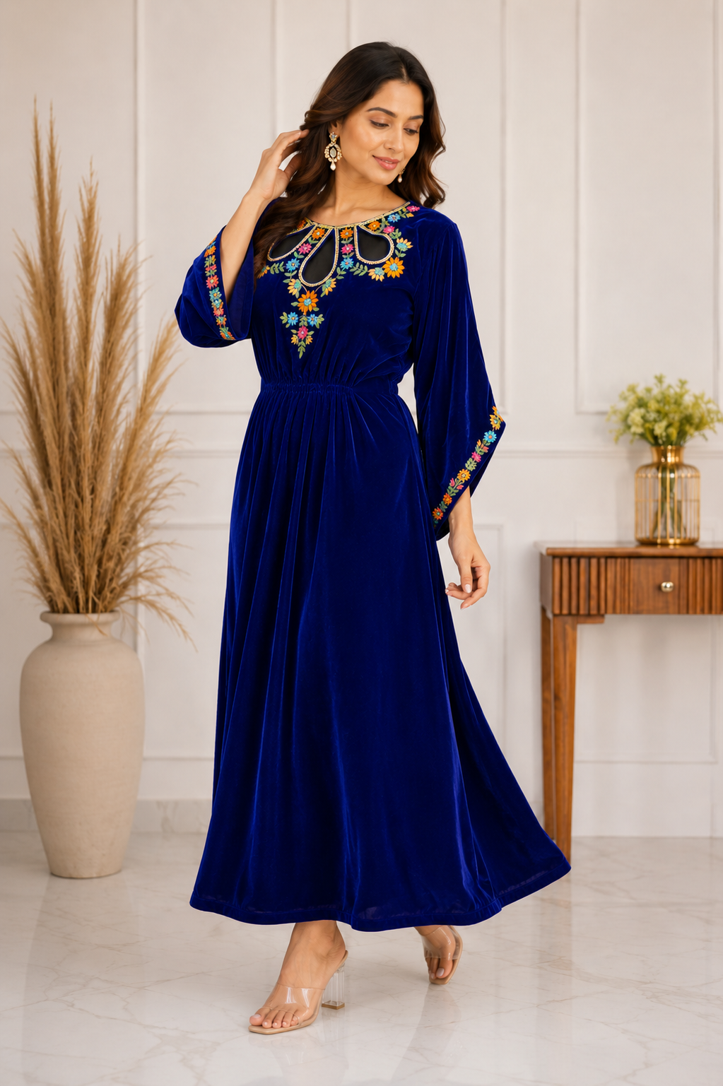 Suique Royal Blue Velvet Dress