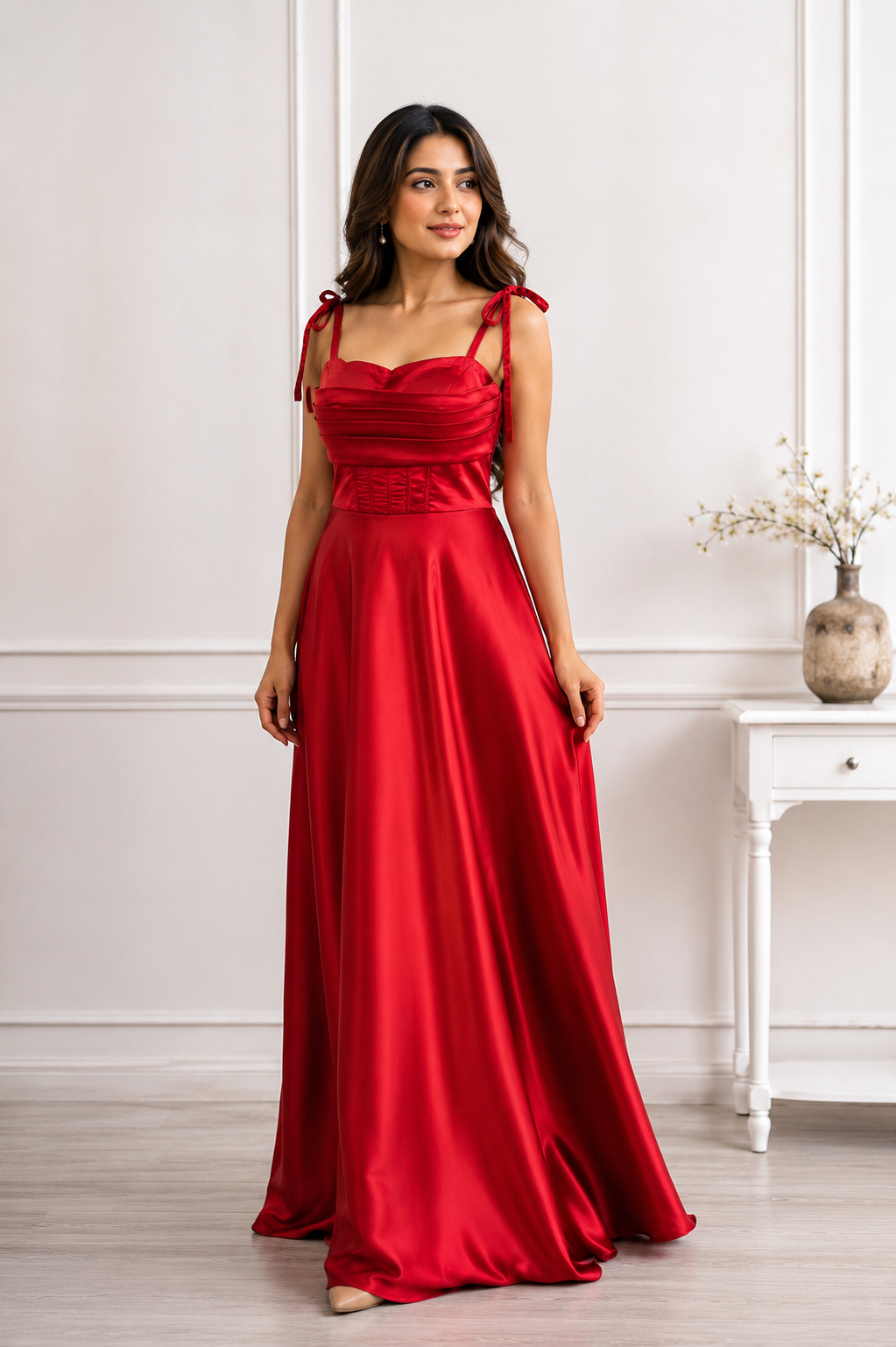 Suique Satin Corset Flared Gown