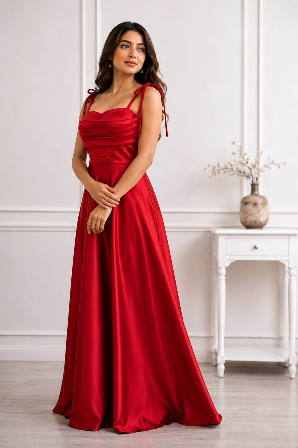 Suique Satin Corset Flared Gown