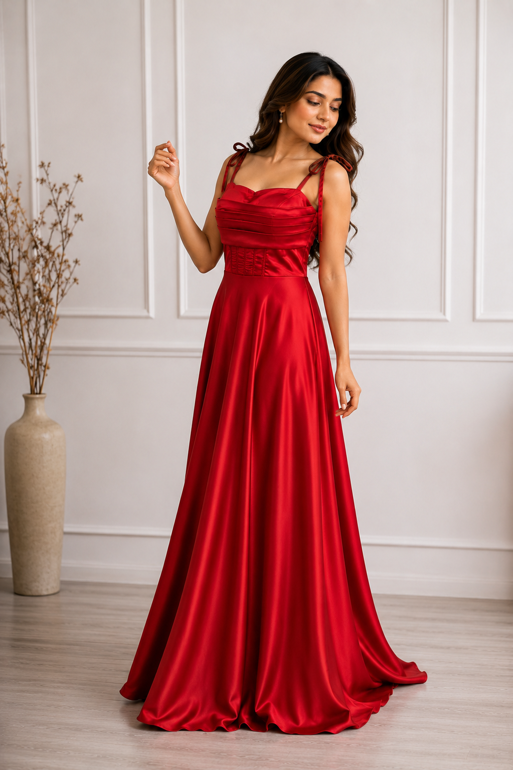 Suique Satin Corset Flared Gown