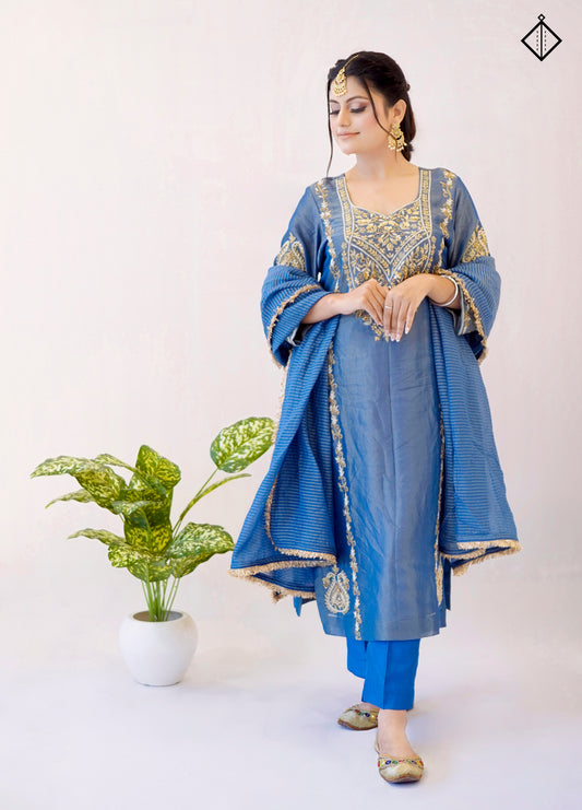 Suique Majestic Blue Shimmer Suit Set