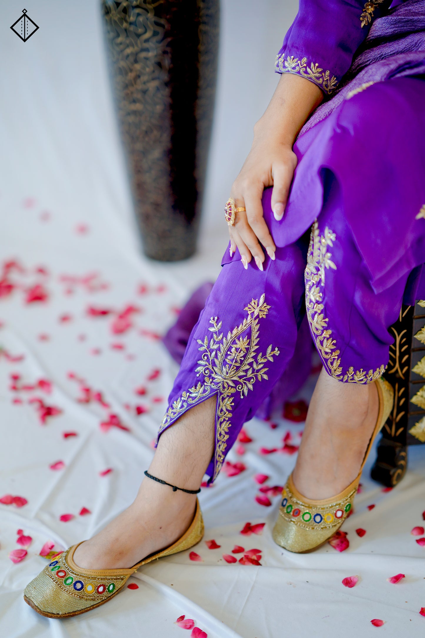 Suique Royal Purple Embroidered Suit Set