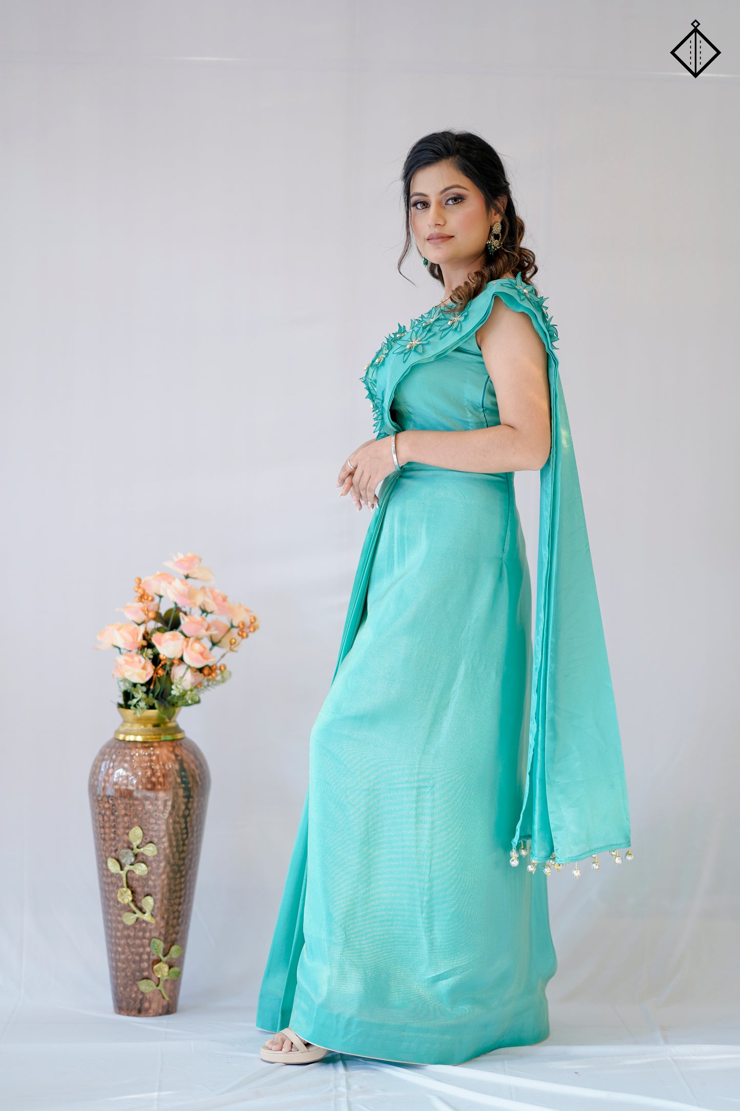 Suique Aquamarine Elegance Saree cum Gown