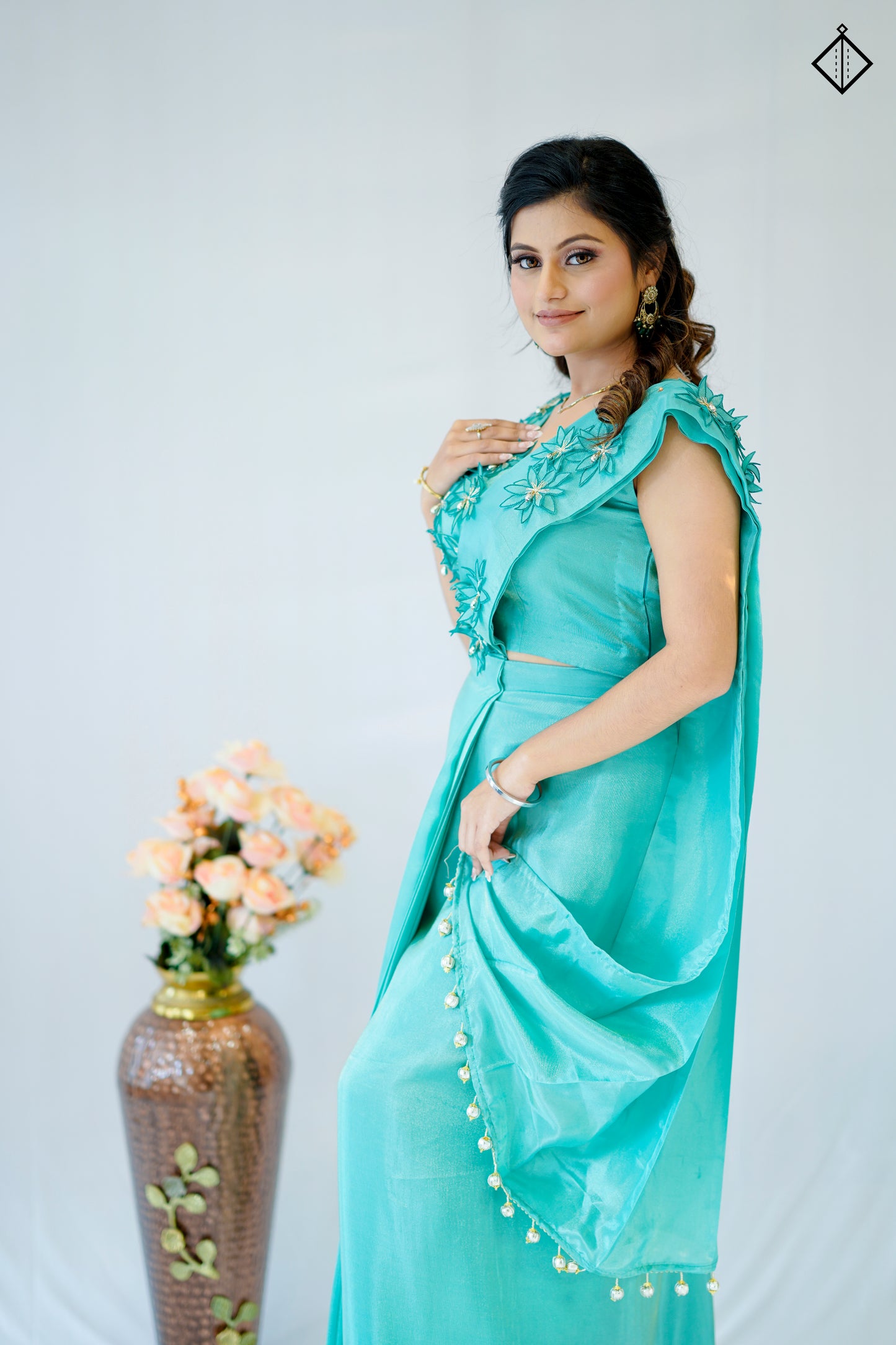 Suique Aquamarine Elegance Saree cum Gown