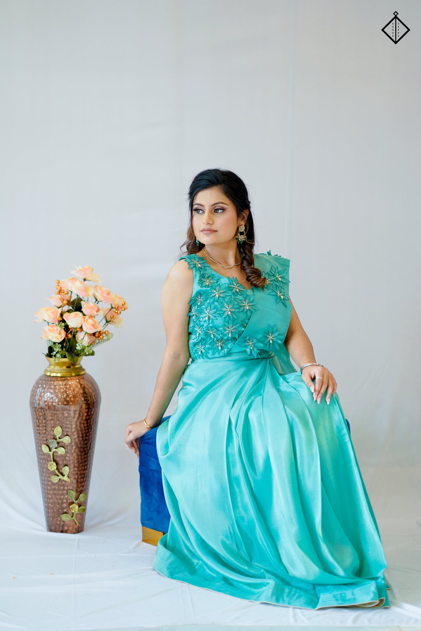Suique Aquamarine Elegance Saree cum Gown
