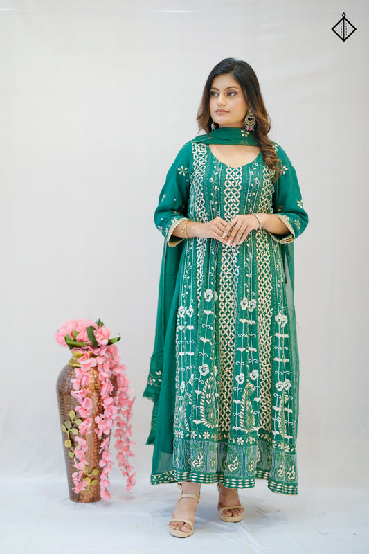 Suique Emerald Green Anarkali Set