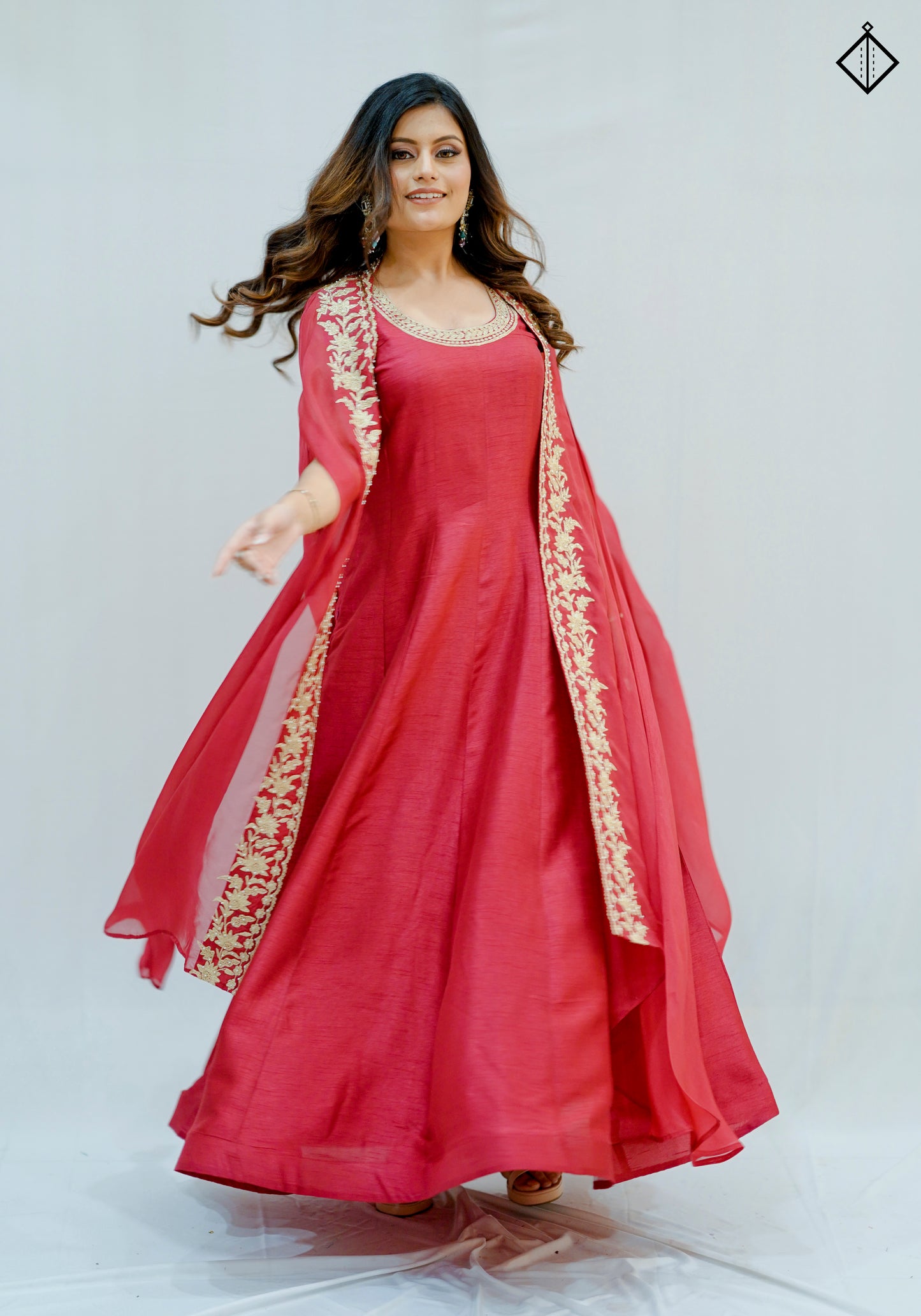 Suique Hot Pink Anarkali Set with Shrug