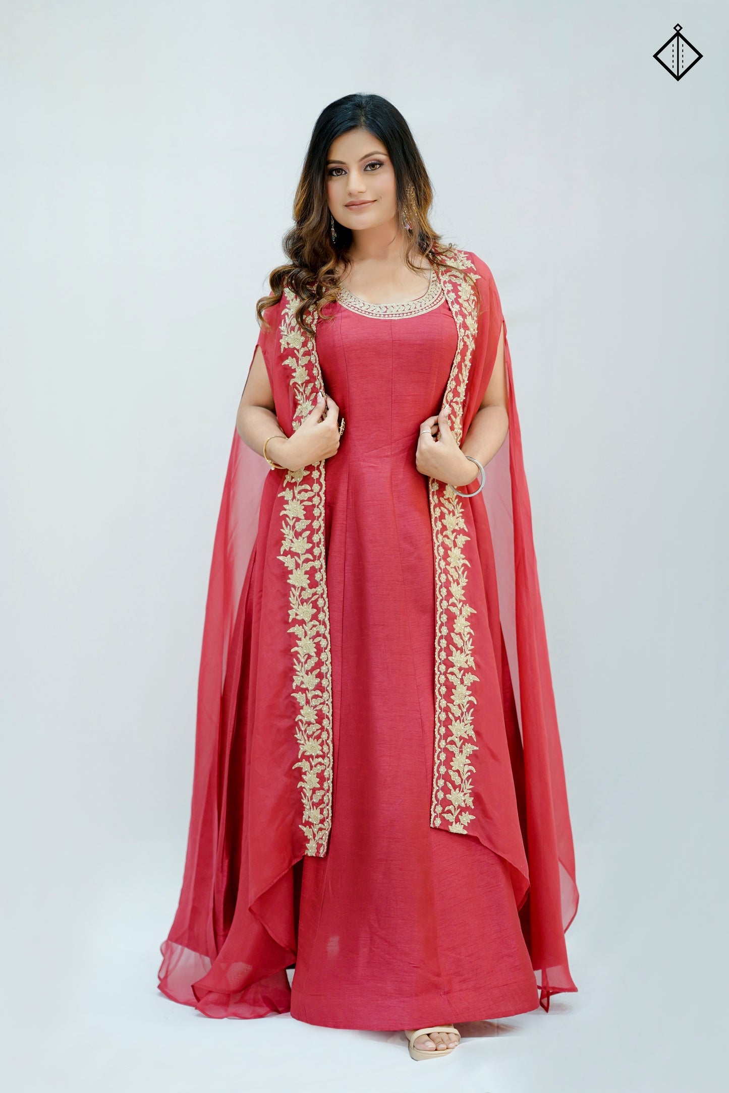 Suique Hot Pink Anarkali Set with Shrug