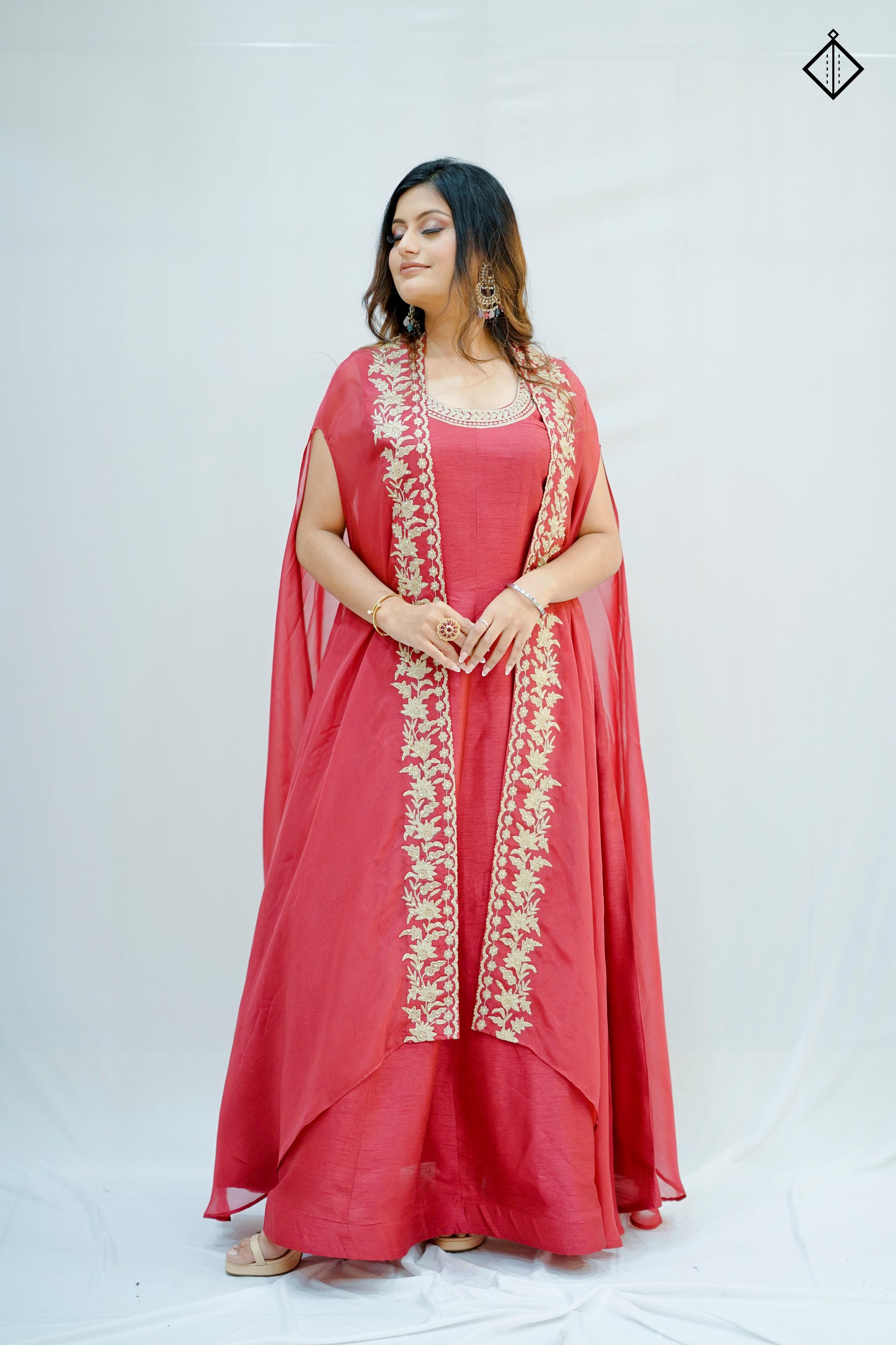 Suique Hot Pink Anarkali Set with Shrug