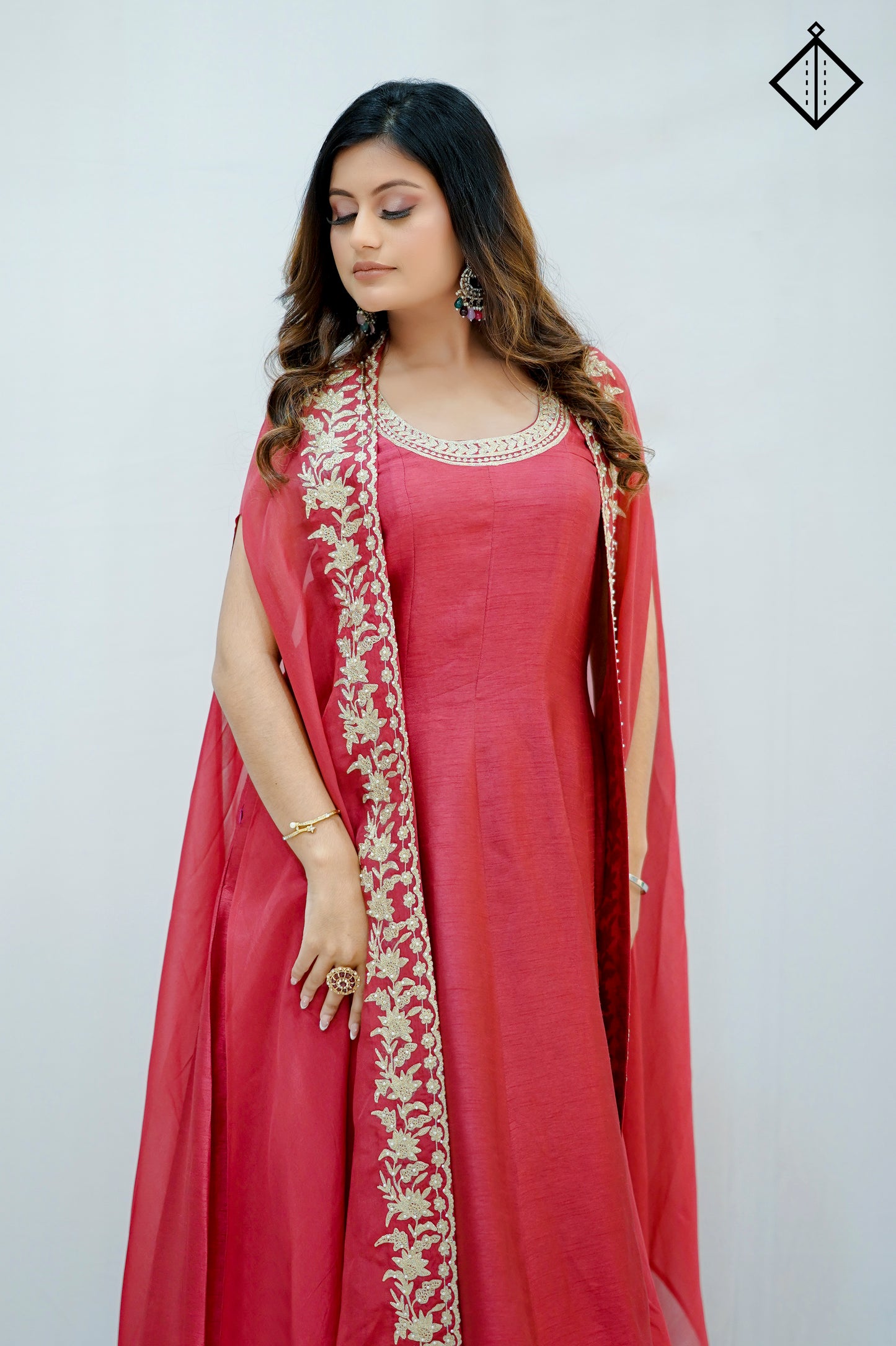 Suique Hot Pink Anarkali Set with Shrug
