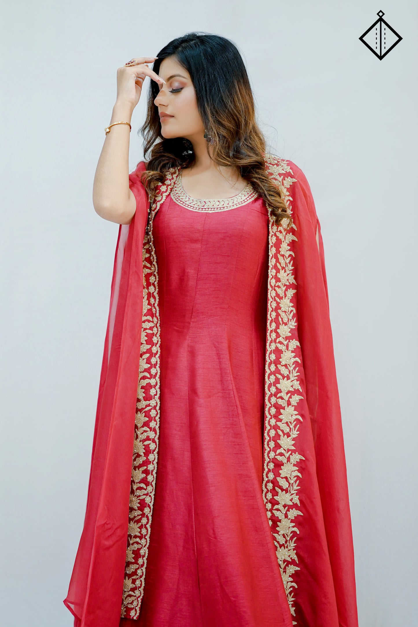 Suique Hot Pink Anarkali Set with Shrug