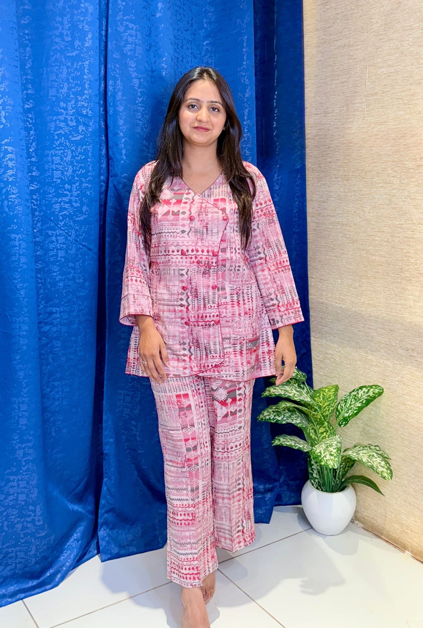 Pink Printed Cotton Co-ord Set