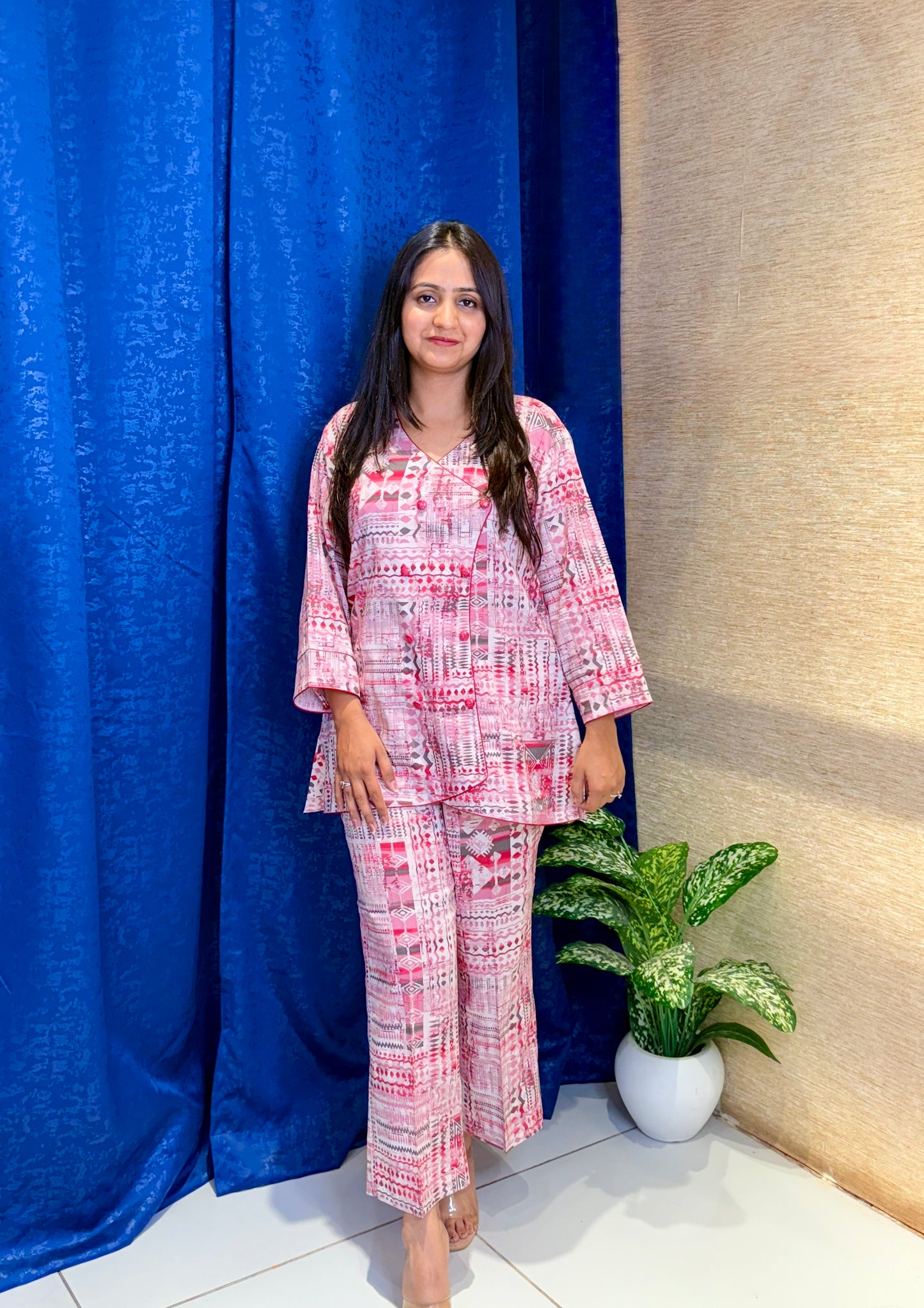 Pink Printed Cotton Co-ord Set