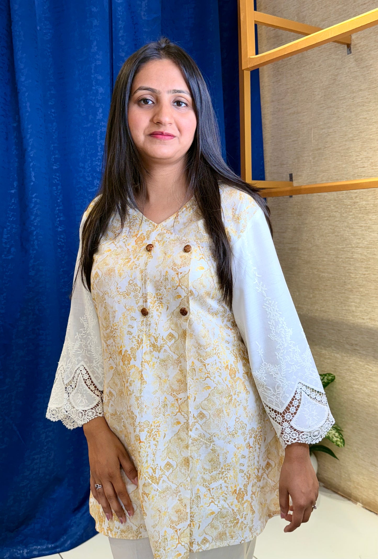 Elegant Ivory Printed Cotton Co-ord Set