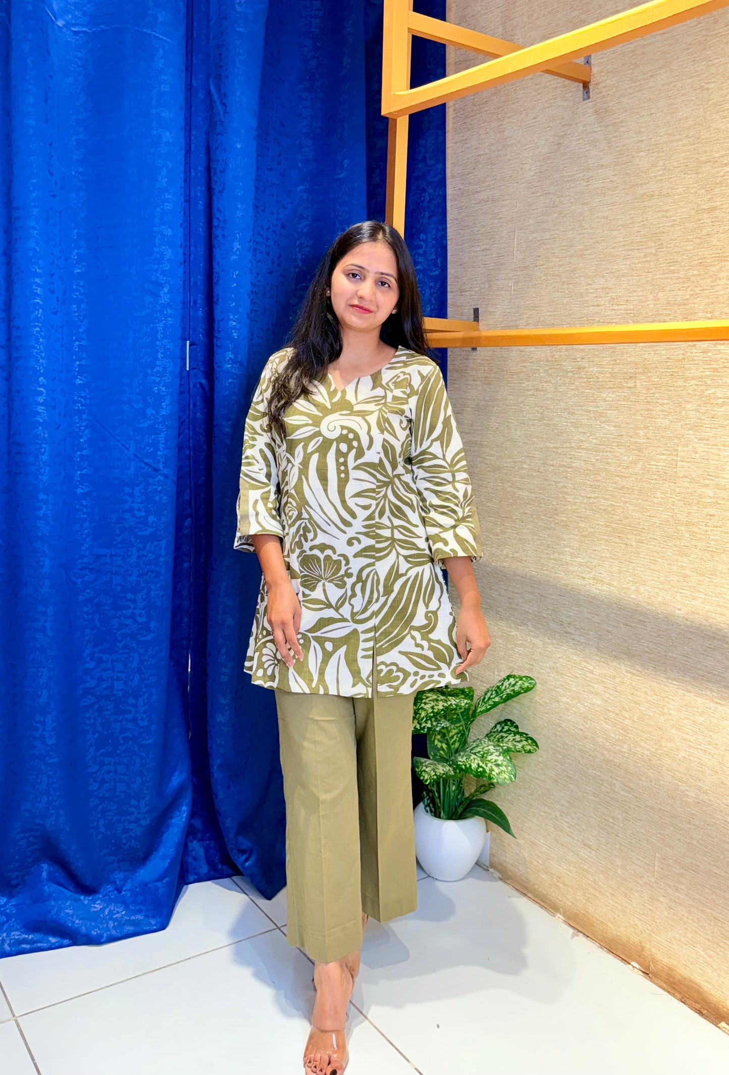 Olive Botanical Cotton Coord Set