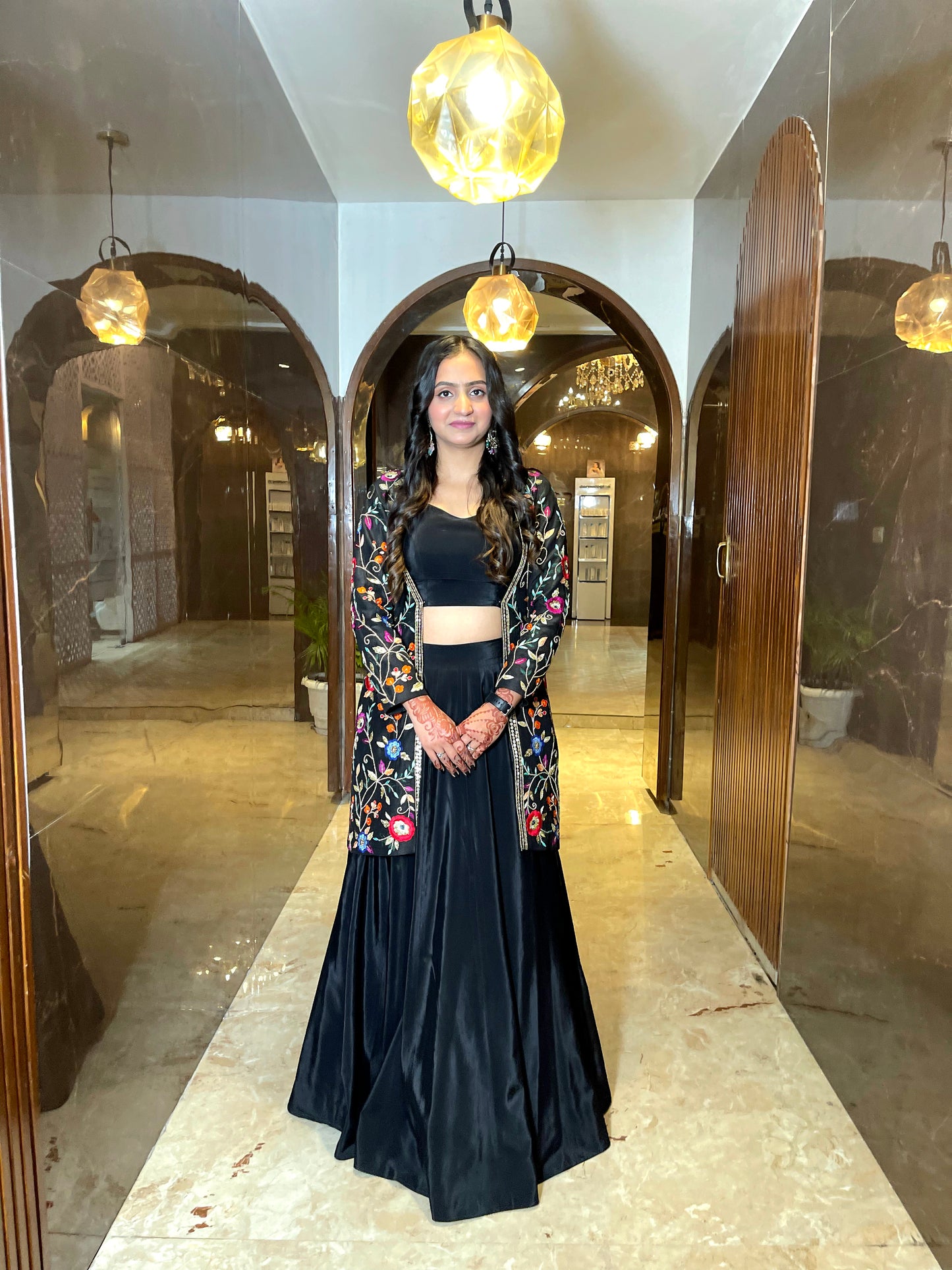 Suique Black Lehenga with Embroidered Jacket