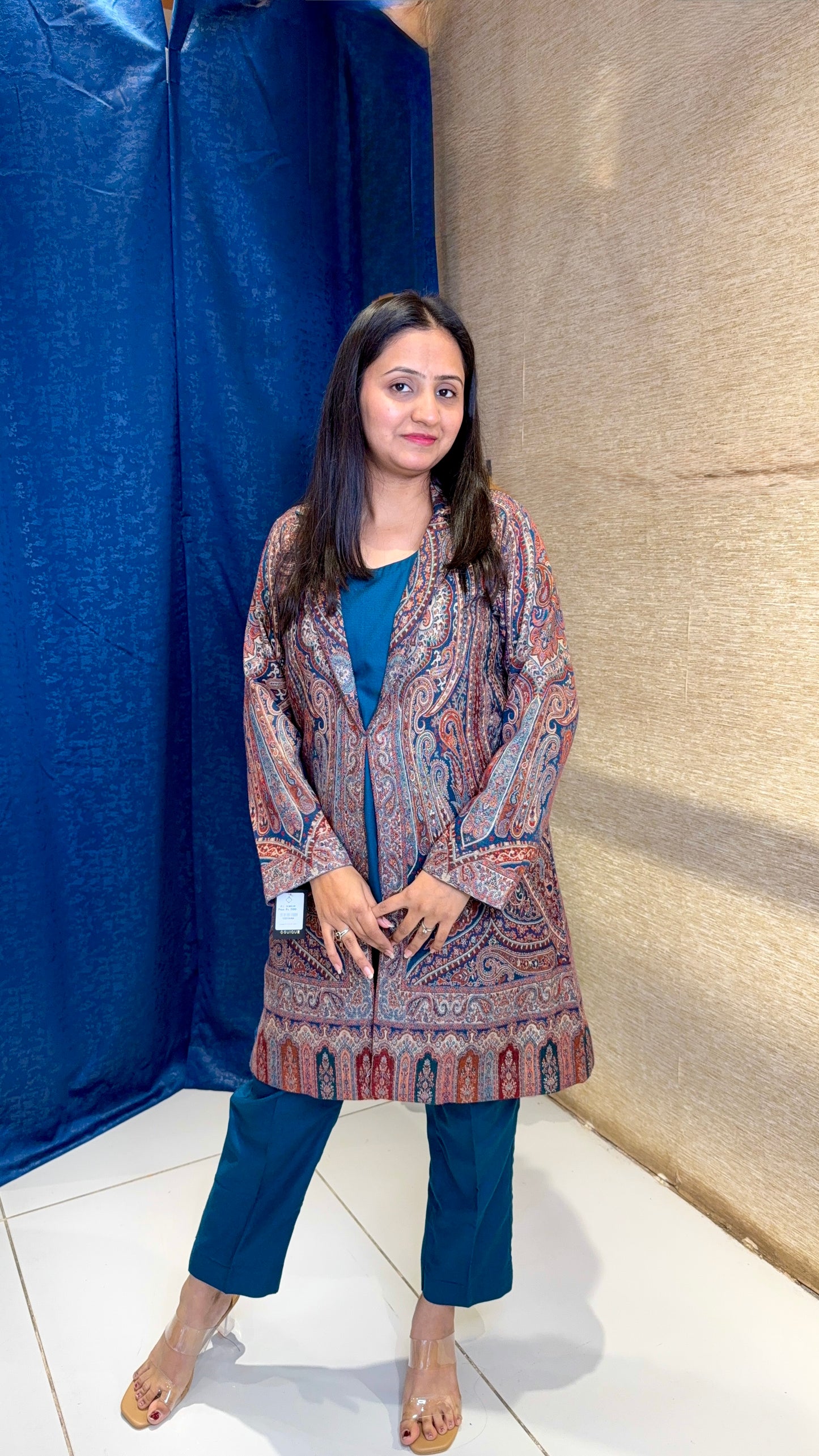 Soft Woollen Coord Set with Printed Jacket