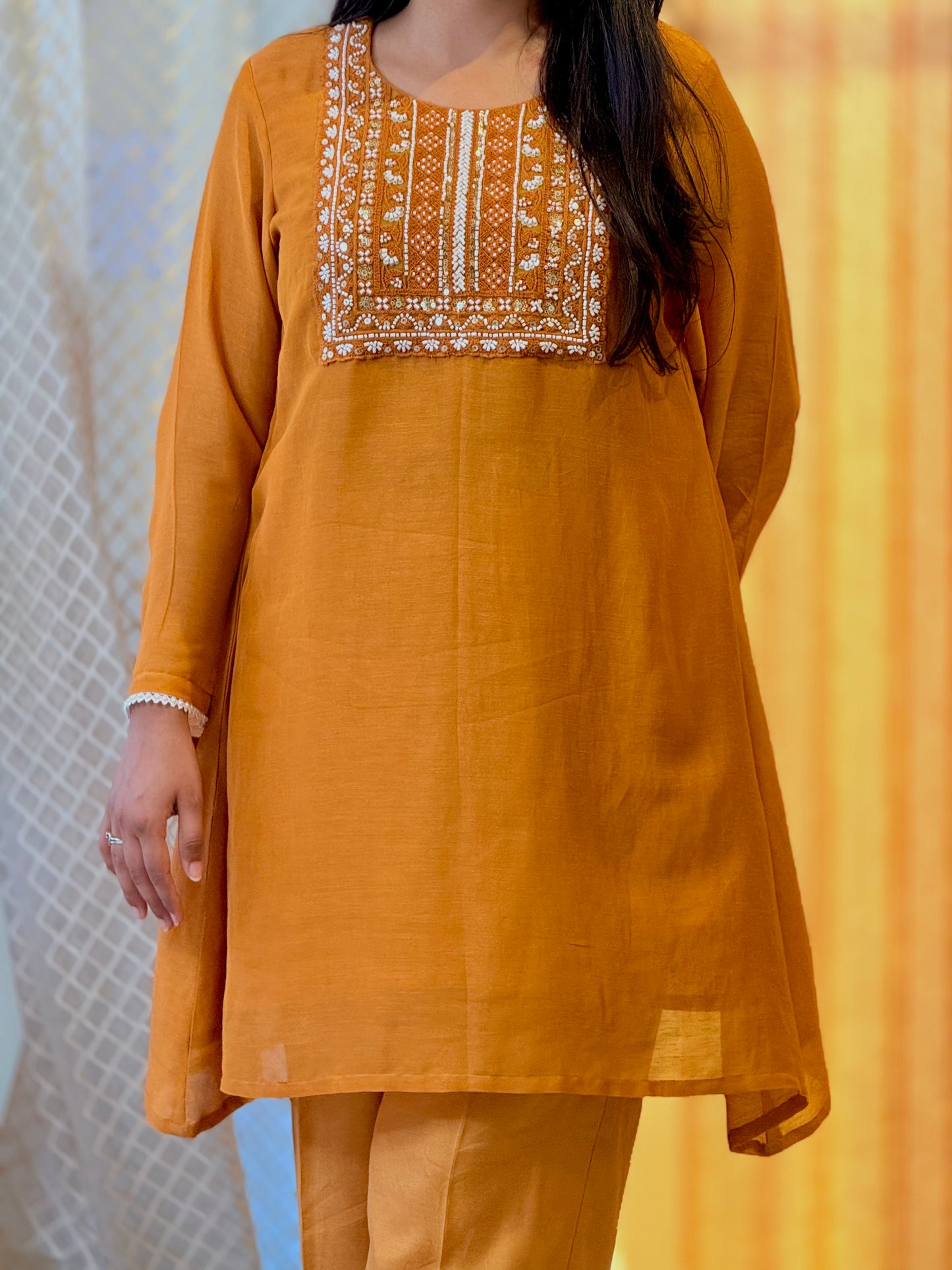 Mustard Embroidered Coord set