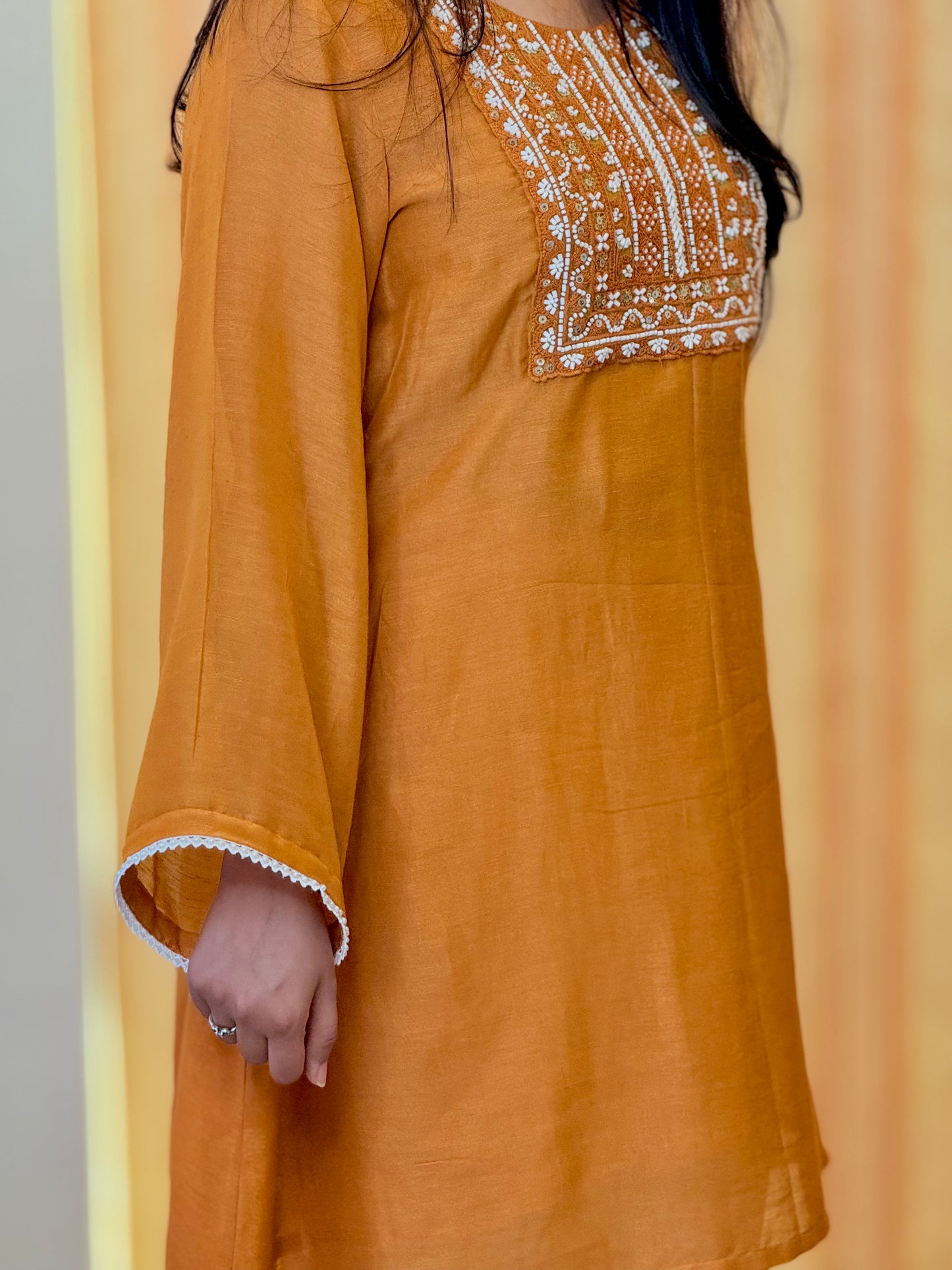 Mustard Embroidered Coord set