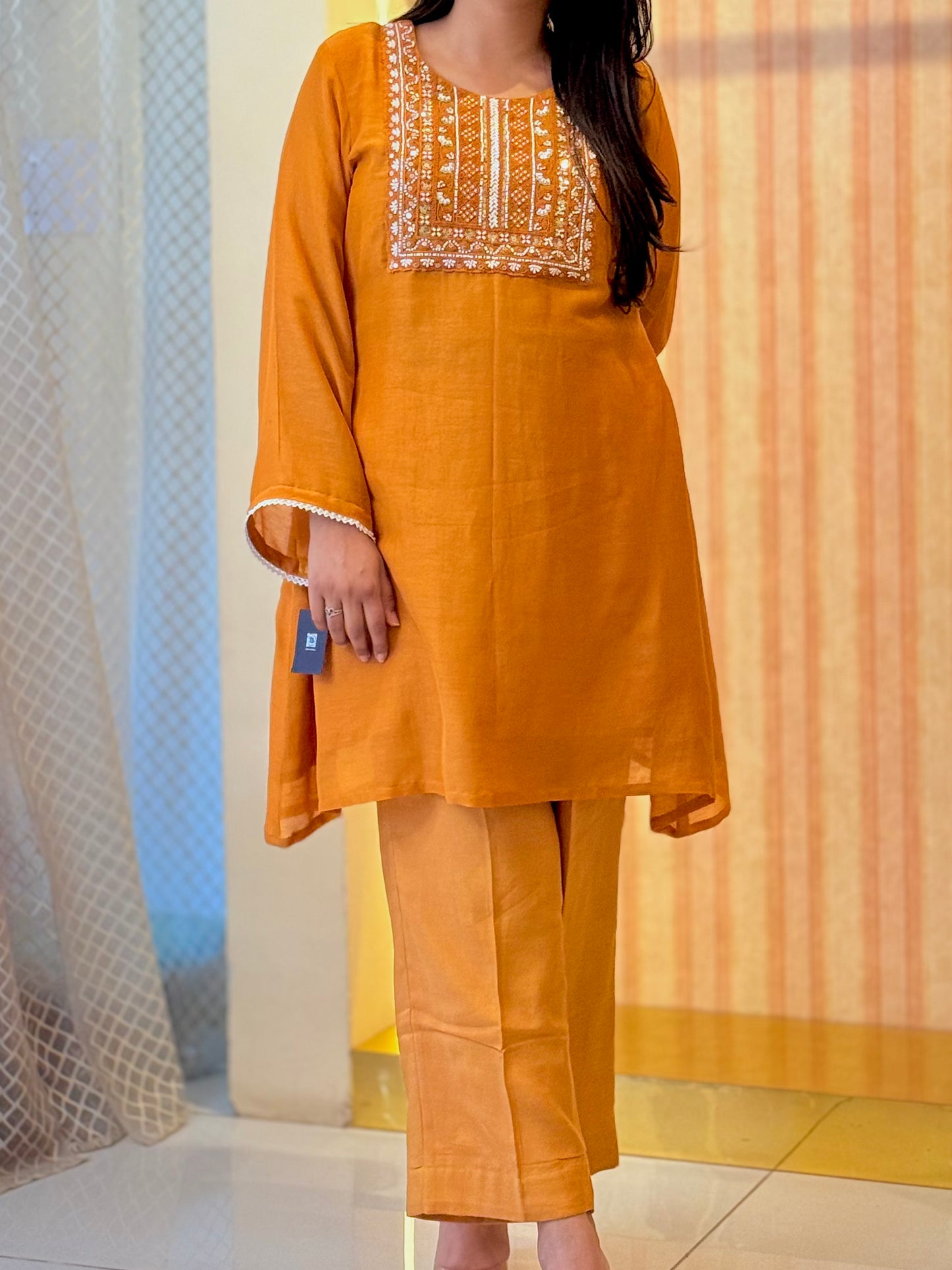 Mustard Embroidered Coord set