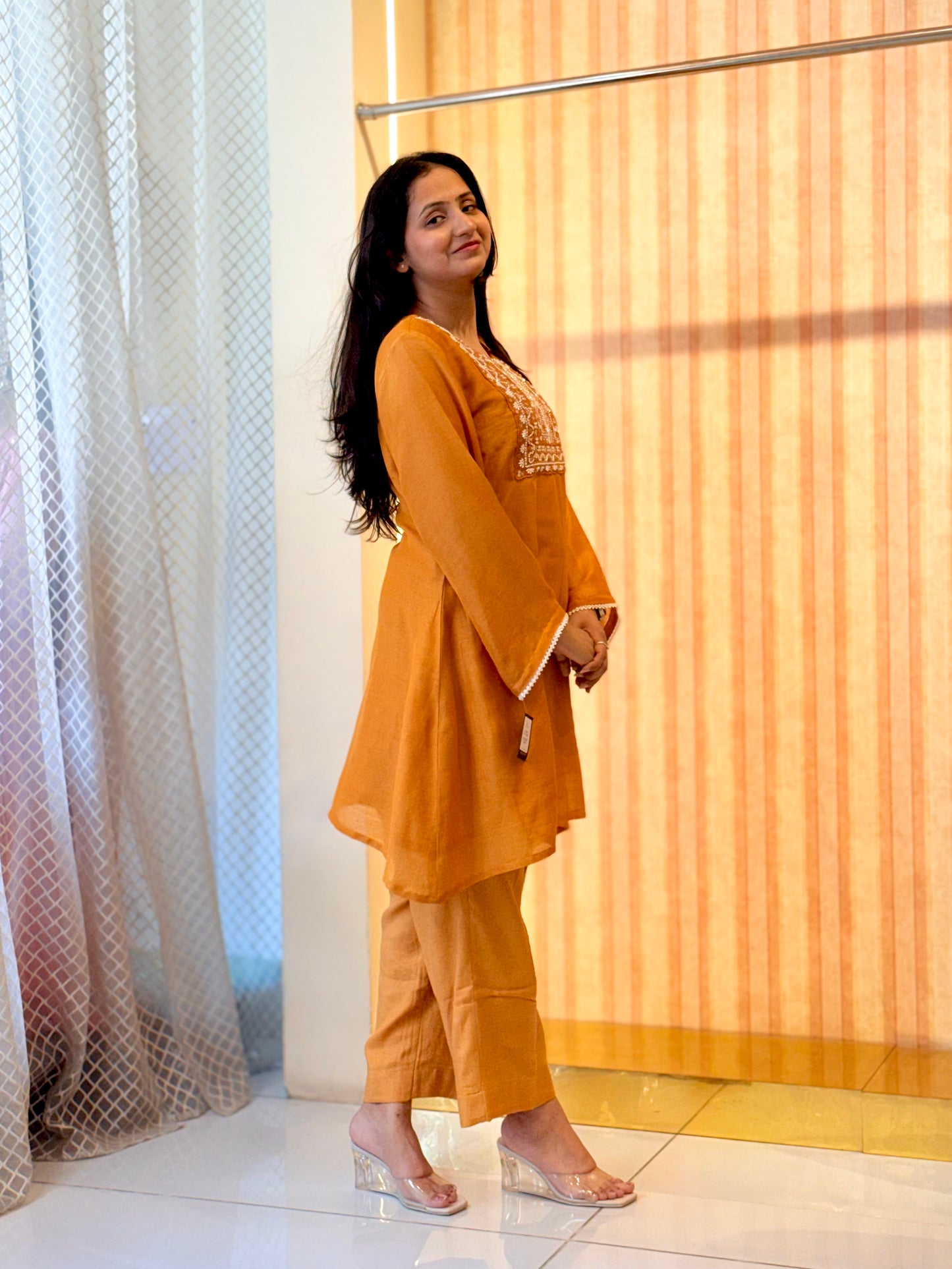 Mustard Embroidered Coord set