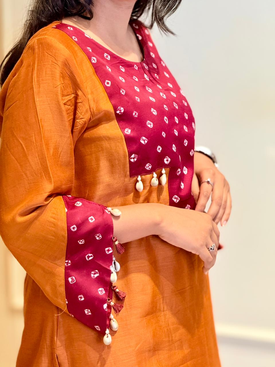 Rust Orange Mul - Mul cotton Kurta Set