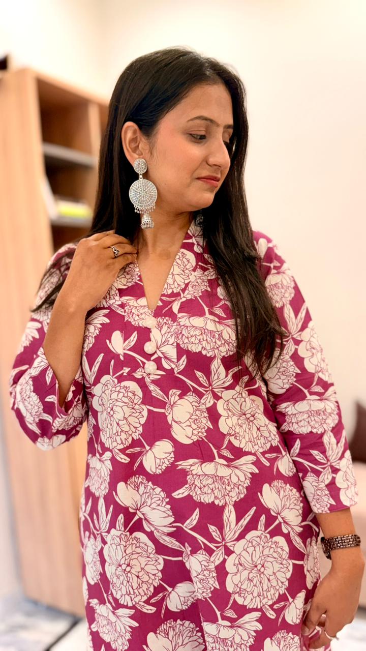 Floral Pure Cotton Kurta Set
