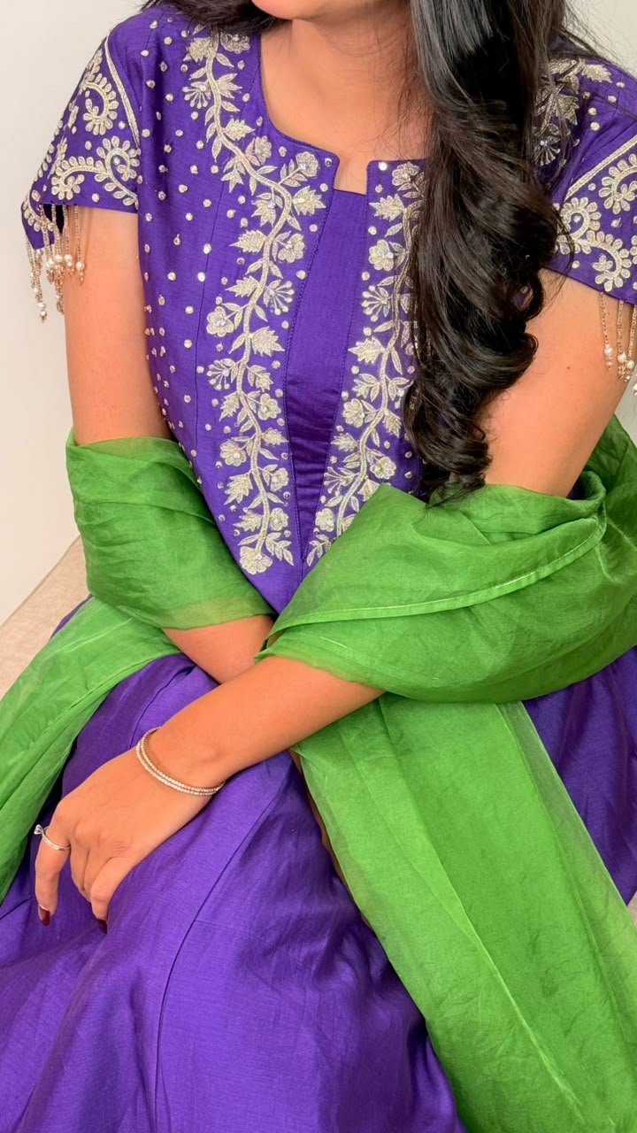Plum & Green Festive Anarkali