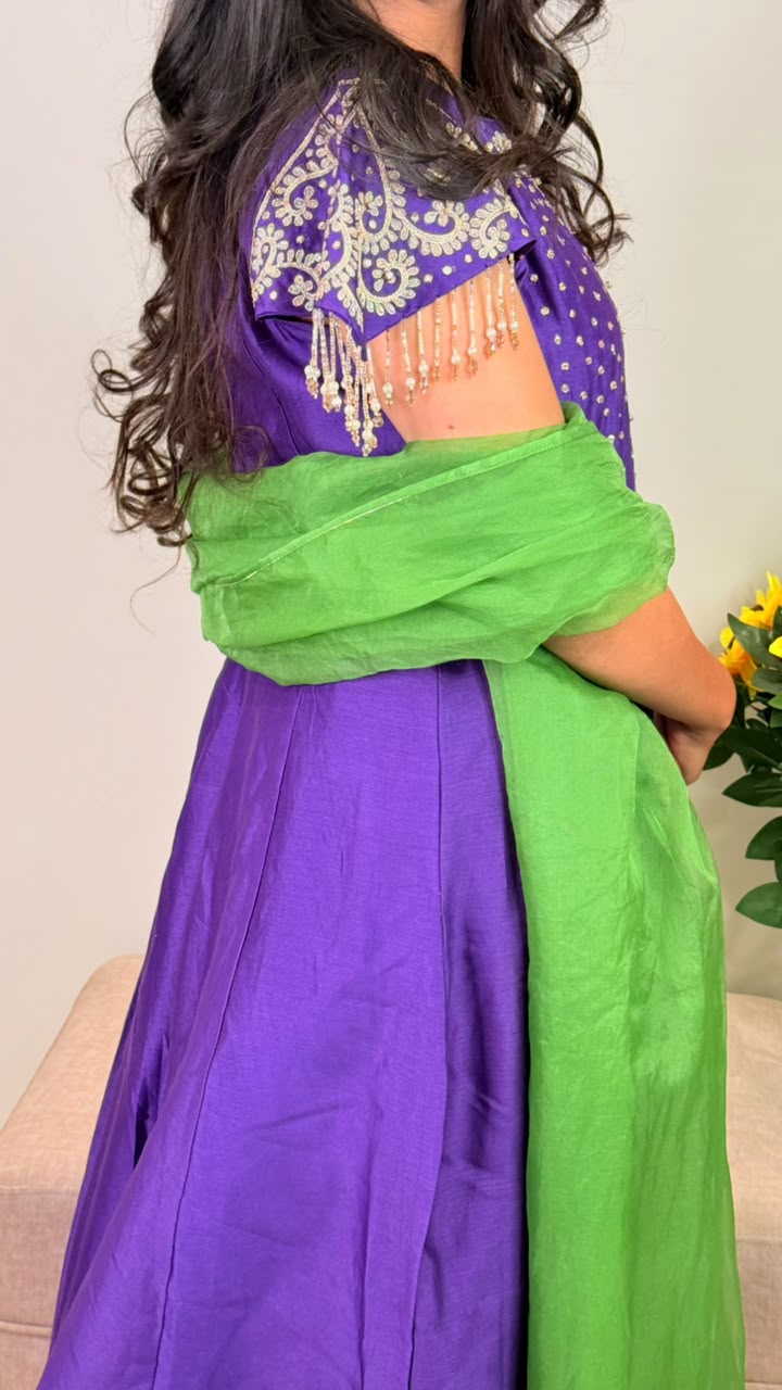 Plum & Green Festive Anarkali